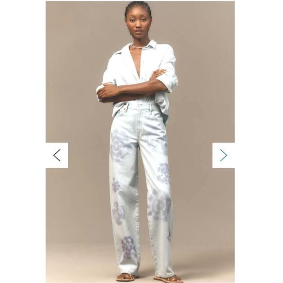 Anthropologie Pilcro Sunset High-Rise Straight-Leg Jeans Size 23 Tall Tie Dyed - Picture 11 of 11